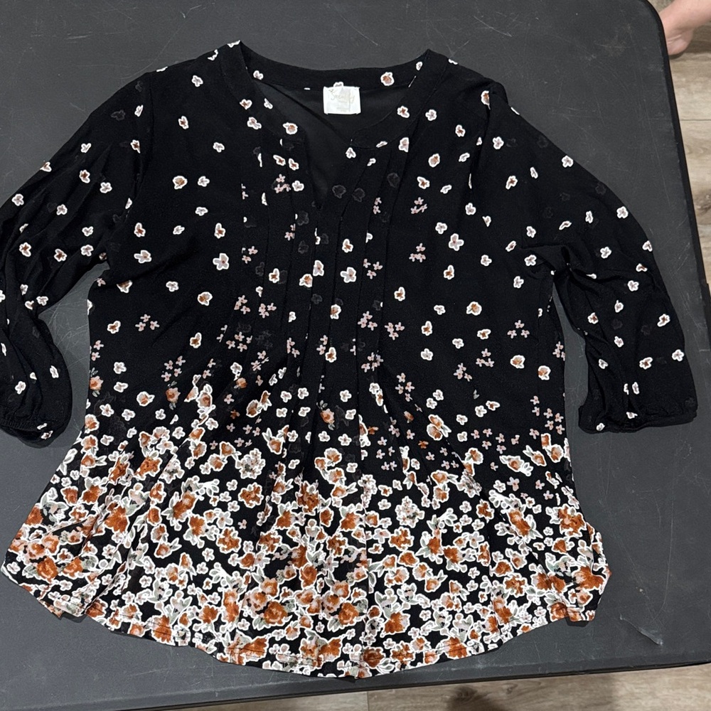 Siren Lily Black and Brown Floral Blouse